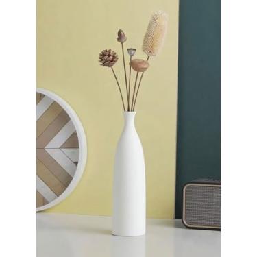 Imagem de Vaso de cerâmica branca de 25 cm, vaso moderno decorativo minimalista para grama dos pampas, mesa, estante, cornija e decoração de casa de entrada