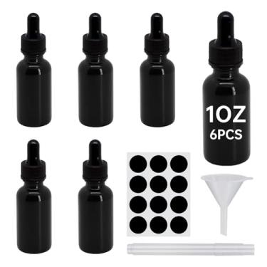 Imagem de REUJIHXY 24 frascos conta-gotas pretos de 30 ml, frascos de tintura com conta-gotas de vidro, para óleos essenciais, aromaterapia, cosméticos, laboratório, farmácia, líquidos, viagens (24)