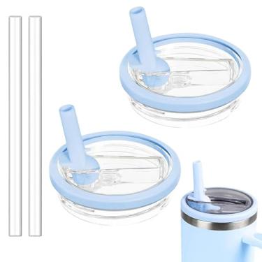 Imagem de Tianhengyi Tampa de copo de substituição de 850 g para Stanley Quencher, pacote com 2 tampas de canudo à prova de vazamento compatíveis com acessórios Stanley Cup, azul celeste