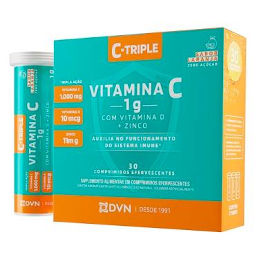 Imagem de Vitamina C Efervescente 1g + D 400 ui + Zinco 10 mg 30 Comprimidos - C-Triple - Imunidade e Antioxidante