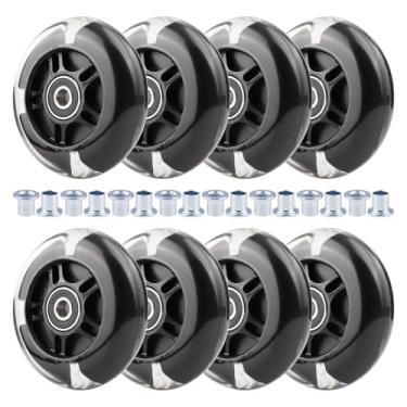 Imagem de Wheelgoo 8 rodas de skate em linha 64/70/72/76/80 mm com buchas 85-88A para crianças e jovens iniciantes patins em linha para uso interno/externo (preto, 80 mm)