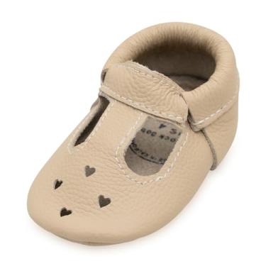 Imagem de BirdRock Baby Mocassins Mary Jane – Sapatos femininos de couro genuíno com sola macia para recém-nascidos, bebês, bebês e crianças pequenas, Latte, 6.5 Infant