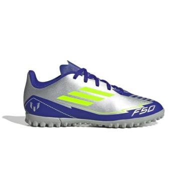 Imagem de Chuteira Society Adidas F50 Club Messi Infantil Silver Met/solar Yellow/lucid Blue Ih0923 26