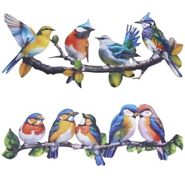 Imagem de lasuroa 2pcs Pássaros Metal Decoração Parede Externa, Vívido Beija-Flor no Galho Arte Pendurada Parede para Jardim Cerca Pátio Varanda Interior Decoração de Casa