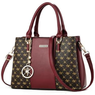 Imagem de KURGOOL Bolsas femininas e bolsas de mão com alça superior bolsa de ombro bolsa carteiro para mulheres, F-wine, 11.81L * 8.27H * 5.12W inches (30cm*21cm*13cm)