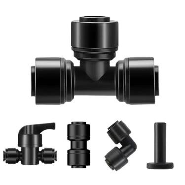 Imagem de Kit de acessórios de irrigação de tubo de gotejamento universal de 1/10.2 cm de conexão rápida de 1/10.2 cm conjunto de acessórios de irrigação por gotejamento de 1/10.2 cm inclui 10 acoplamentos 10