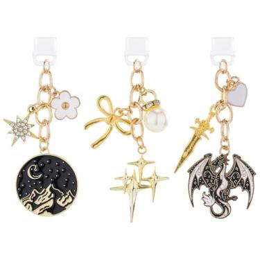 Imagem de TAKEALOOKO Pingentes de plugue de poeira para Kindle – Pacote com 3 plugues de poeira Wyvern Dragon Star compatíveis com Kindle, pingentes estéticos místicos para amantes de livros eletrônicos, capa