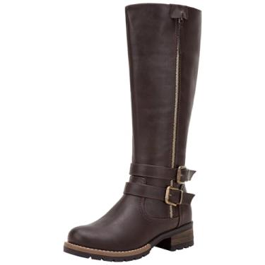 Imagem de Jeossy Botas de cano alto femininas 9660 | Botas de equitação altas com zíper decorativo externo, Dois zíperes - 9660 - café, 10