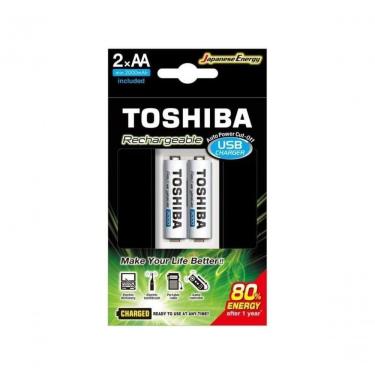 Imagem de Carregador De Pilha Usb Tnhc-6gme2 Cb (c-2 Pilhas Aa 2000 Mah) Toshiba
