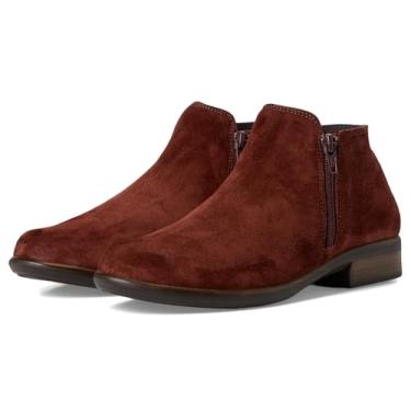 Imagem de NAOT Calçado feminino Helm Ankle Bootie com palmilha de cortiça e suporte de arco – Zíper duplo – Salto baixo – Conforto e suporte – Leve e perfeita para viagens - Palmilha removível, Camurça Cabernet