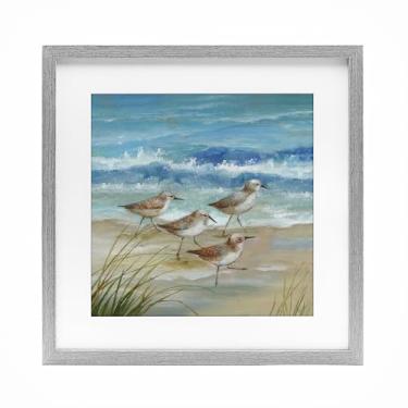 Imagem de Stupell Industries Impressão emoldurada cinza Sandpiper Gathering View Under Glass por Nan, 33 x 33