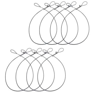 Imagem de AUXBC 8 peças de cabo de trava de portão de 48 cm, cordão ajustável de aço inoxidável para cercas de vinil de metal de madeira, cabo de abridor de portão de revestimento de borracha para trava de