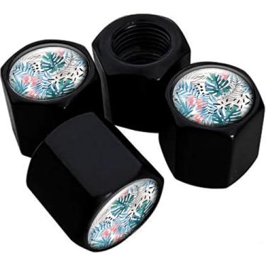 Imagem de Tampas de haste de válvula de pneu de metal, pacote com 4, tampas de haste de roda de carro, tampas de válvula de ar universais de alumínio para carros, caminhões, SUVs, bicicletas, motocicletas