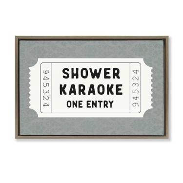 Imagem de Stupell Industries Duche Singing Ticket Stub Brown Framed Floater Canvas Wall Art Design por Lettered and Lined, 21 x 31