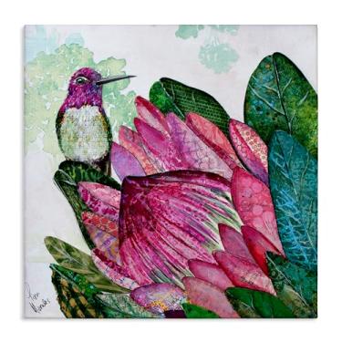 Imagem de Stupell Industries Design de arte de parede em tela beija-flor e protea por Lisa Morales, 43 x 43 cm