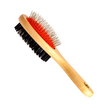 Imagem de Escova Dupla de Madeira Com Cerdas Bolinha Savana Pet Tamanho M