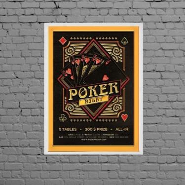 Imagem de Quadro Decorativo Cartaz Poker Night 24X18Cm Moldura Branca