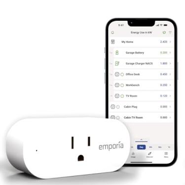 Imagem de Emporia Plugue inteligente de monitoramento de energia, plugue de tomada inteligente WiFi funciona com Alexa e Google Home - tomada WiFi de 15a com temporizador, aplicativo móvel, monitor de energia