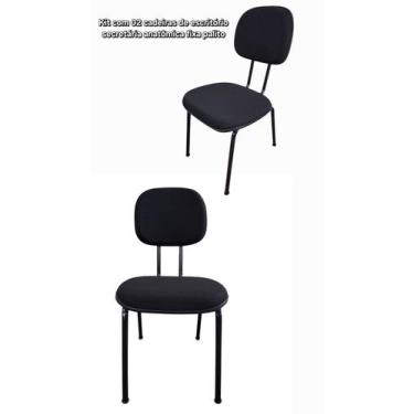 Imagem de Kit com 02 Cadeiras de Escritório Secretária Curvada Anatômica, Base P