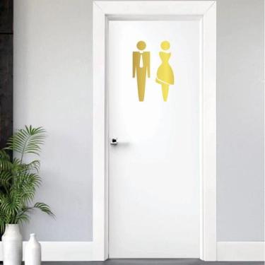 Imagem de Placa De Sinalização para Banheiro Acrílico Espelhado Dourado Indicati