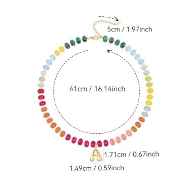 Imagem de QILMILY Colares De Pedras Naturais Em Camadas Para Mulheres, Colar Com Preciosas Espinha Peixe Banhado A Ouro 18K, Conjunto Pingentes Cristal Curativo, Joias Presente Mulheres