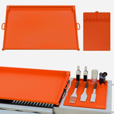 Imagem de Wmnvshier Capa de chapa de silicone Blackstone de 91 cm e tapete de espátula de silicone de 40 cm, tapete reutilizável de grau alimentício premium para proteção abrangente, proteja sua chapa de