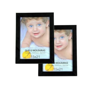 Imagem de Kit 2 Porta Retrato 15x21 A5 Com Vidro Fotos Moldura Preto