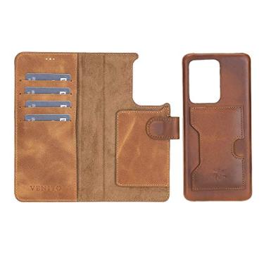 Imagem de Capa de couro Venito Florence compatível com Samsung Galaxy S20 Ultra - Desinfetada por um higienizador UV - Extra segura com bloqueio de RFID - Carteira de telefone destacável - Marrom antigo