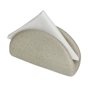 Imagem de Porta-guardanapos de cerâmica – Clipe de toalha de papel cor areia para restaurante, hotel, café, recepção – Rack compacto de armazenamento de guardanapos
