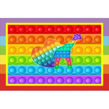 Imagem de Painel de Lona Pop It Coração e Girafa - Fabrika de Festa, 150x100cm