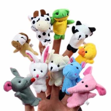 Imagem de Fantoches De Dedo De Animais Em Cartoon 10pcs Brinquedos De Pelúcia Pa