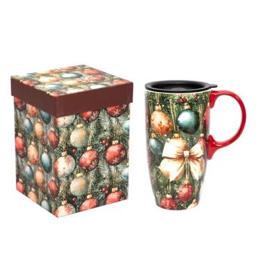 Imagem de Topadorn Caneca de café cerâmica xícara de chá com latte de porcelana com tampa 482 g laço