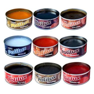 Imagem de Kit 9 Cera Pastosa Polilux Mais Brilho Todas Cores Lata 400g - BORLEN
