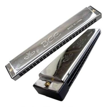 Imagem de Gaita De Boca Harmônica Bee 48 Furos Prata - OUTRAS MARCAS