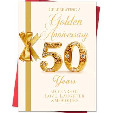 Imagem de Beixian Cartão engraçado de aniversário de 50 anos para mulheres e homens, melhor presente de cartão de aniversário de casamento de 50 anos, decorações de 50 anos