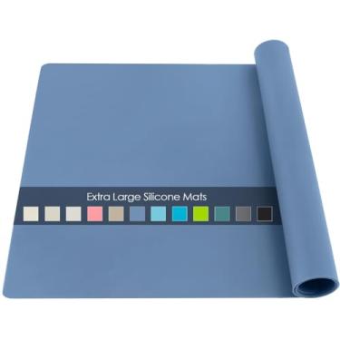 Imagem de Tapete de silicone extra grande para crianças, lençol de silicone grande para artesanato, tapete antiaderente de cozinha azul cinza, tapete de bancada resistente ao calor, jogo americano impermeável