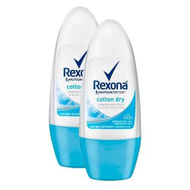 Imagem de Kit 2 Desodorante Antitranspirante Rexona Cotton Dry Roll-on com 50ml