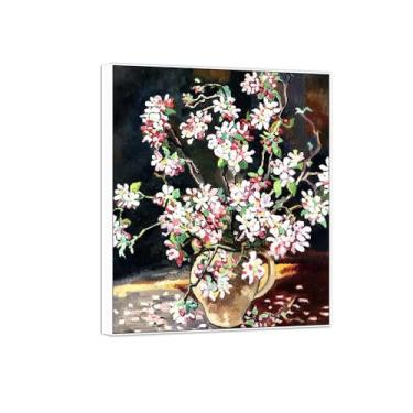 Imagem de BMZFYBS Quadro branco impressão em tela flor arte de parede pintura famosa reprodução - imagens para sala de estar - vaso de flores 4-decoração de parede pôster 20x25cm8x10in