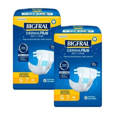 Imagem de Kit 2 Fralda Bigfral Derma Plus Noturna G 7 Unidades