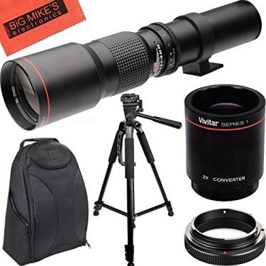 Imagem de Lente teleobjetiva manual de alta potência 500 mm/1000 mm f/8 + tripé + mochila para câmeras Canon EOS 80D, EOS 90D, Rebel T3 T3i T5 T5i T6 T6i T6s T7 T7i, SL1, SL2, EOS 70D, 77D, 5D III, 5D IV, 6D,