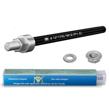 Imagem de EMTB Eixo Através M12 X 1,5-170 mm, Eixo Através com Adaptador de Eixo de Bicicleta, Eixo Através Compatível com a maioria dos Acoplamentos de Reboque de Bicicleta, Preto