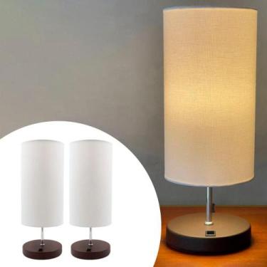 Imagem de Kit 2 Abajur De Mesa Clássico Redondo Com Interruptor Com Cúpula Para 