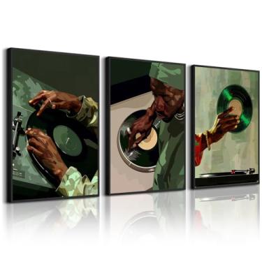 Imagem de Arte de parede homem negro afro-americano lona decoração de parede pessoas negras DJ pôster hip hop música imagens moda masculina impressões modernas pintura cultura arte para quarto de meninos