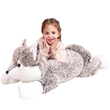 Imagem de Lobo Gigante de Pelúcia Melhor Amigo Presente (78 cm)