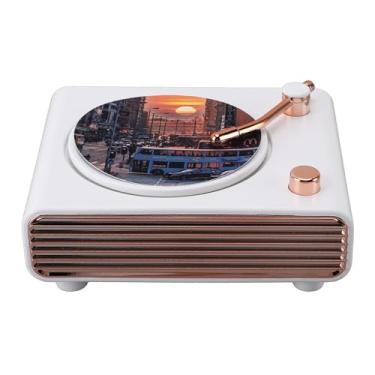 Imagem de Luqeeg Alto-falante Bluetooth retrô, toca-discos giratório recarregável USB de 1200 mAh, alto-falante Bluetooth sem fio vintage portátil com aprimoramento de som 360 para viagens ao ar livre em casa