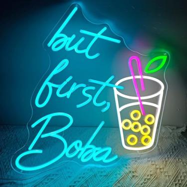 Imagem de Hambúrguer Personalizado Pizza Bar Beer Shop Eo Lights, Bubble Tea Busiess Sigs Shop Decoratio, Comida Red Eo Sig Arte De Parede Para Quartos Kitche Diig Carros Restaurats, But first Boba