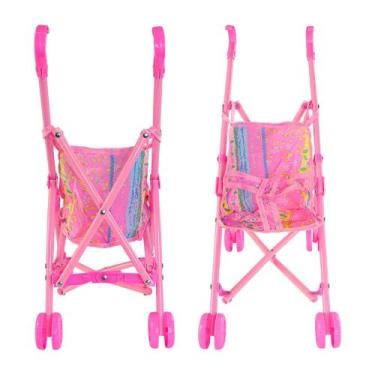 Imagem de Carrinho de Boneca Pequeno Infantil Dobrável Portátil Rosa Bebe Reborn