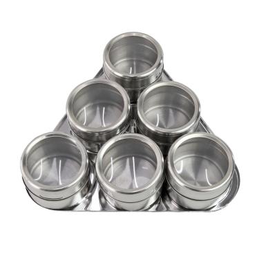 Imagem de Porta Condimento Inox Magnético Com 6 Porta Tempero