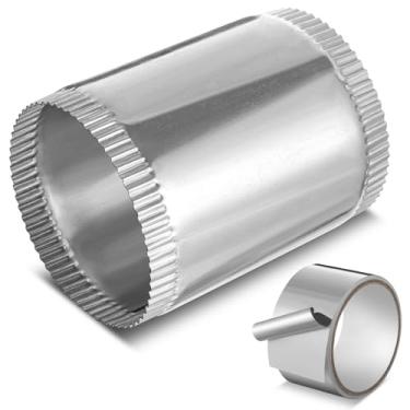 Imagem de LEIFIDE Conector de extensão de duto de ventilação de 10 cm com contas e crimpagem, adaptador de ventilação de secador de aço galvanizado, diâmetro 10 cm x comprimento 12,7 cm, tubo de mangueira de