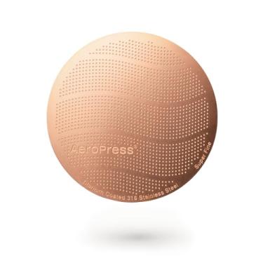 Imagem de AeroPress Filtro Reutilizável de Aço Inoxidável Gold Tone – Filtro Metálico Durável, Sustentável, Ecológico e Portátil, Compatível com Cafeteiras Manuais AeroPress Padrão